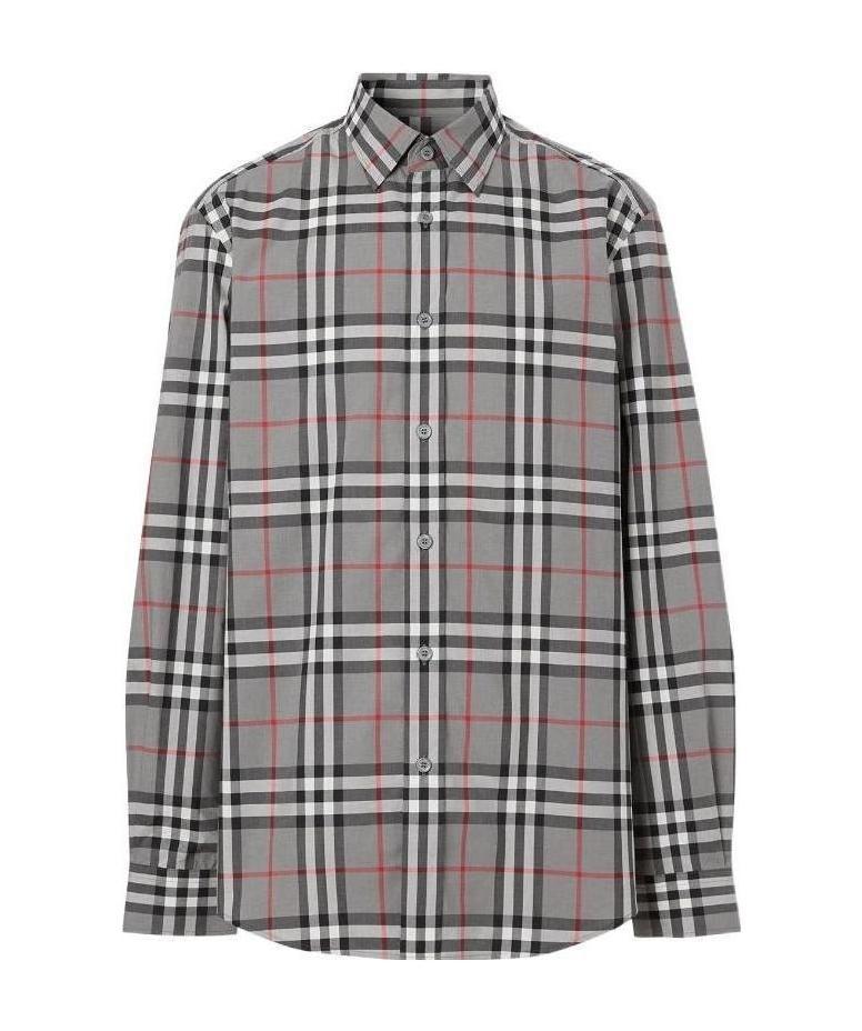 Burberry Check Printed Buttoned Shirt In Gray