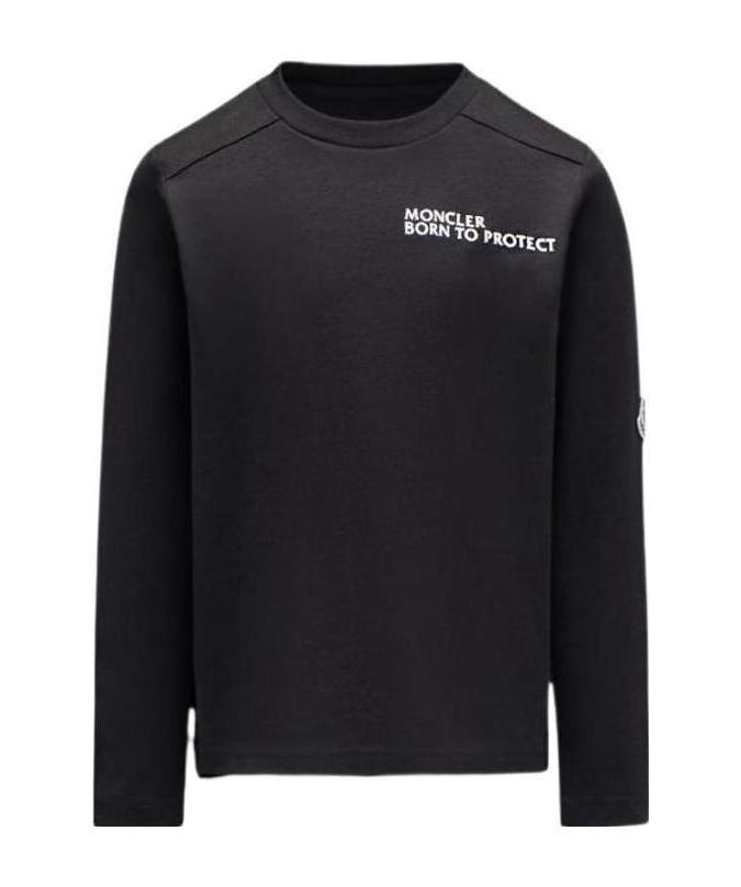 Moncler Slogan-print Long-sleeve T-shirt In Black