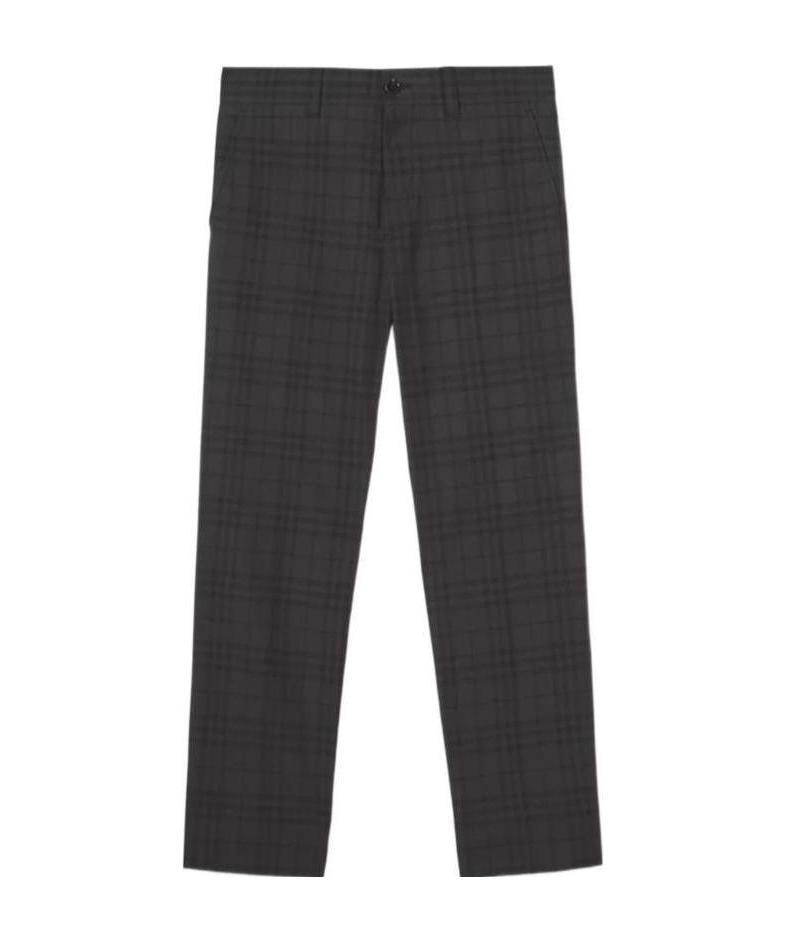 Burberry Check Cropped Tailored Trousers In Black