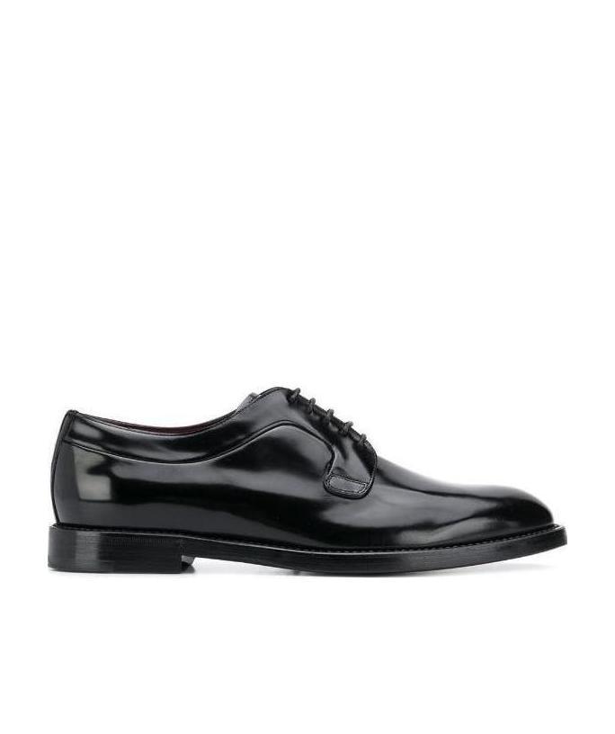 Dolce & Gabbana Brushed Leather Derby Shoes In Black