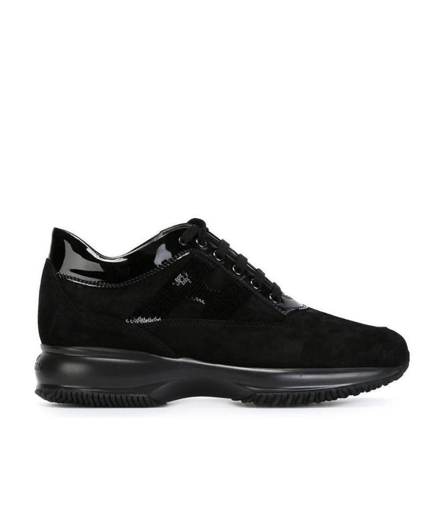 Hogan Interactive Sneakers With Toggled Tongue And Side H Logo In Black