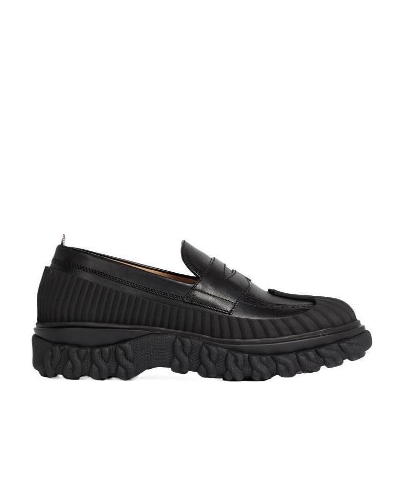 Thom Browne Ridged Penny Loafers In Black