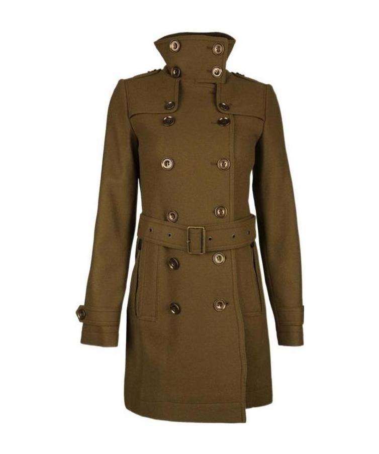 Burberry Double-breasted Slim Coat In Brown