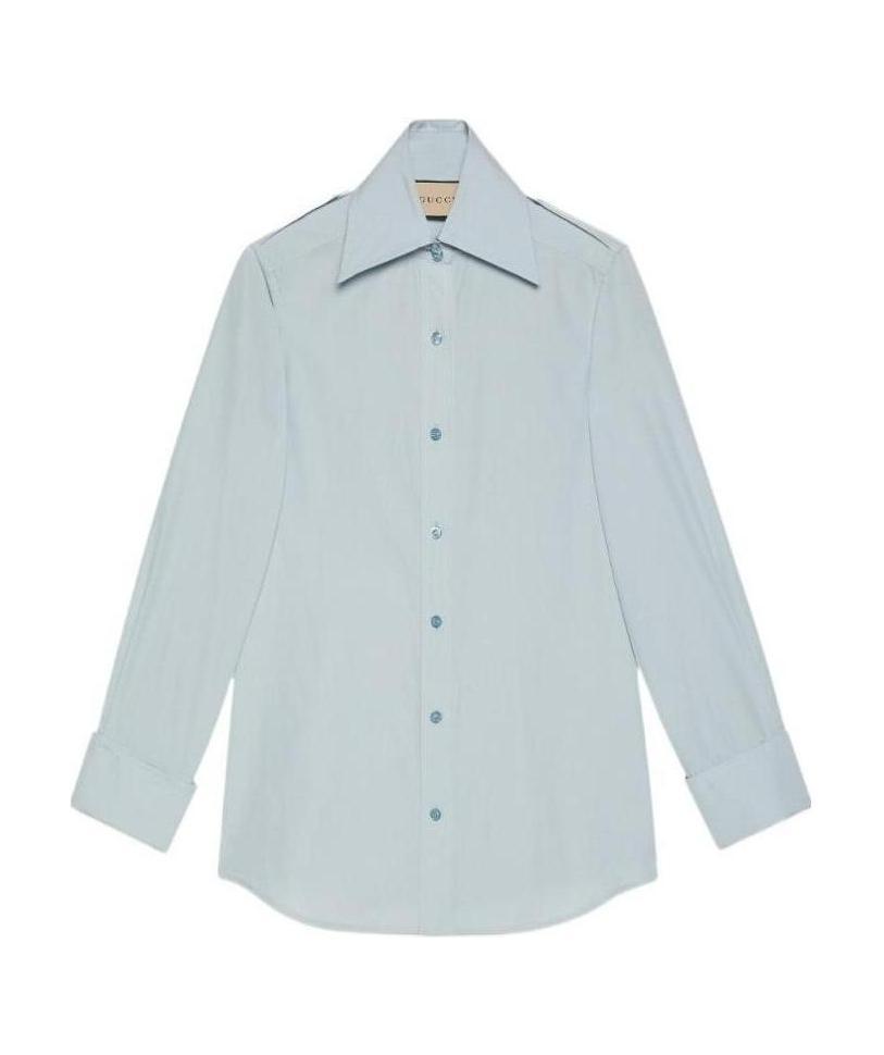 Gucci Pointed-collar Long-sleeve Shirt In Blue