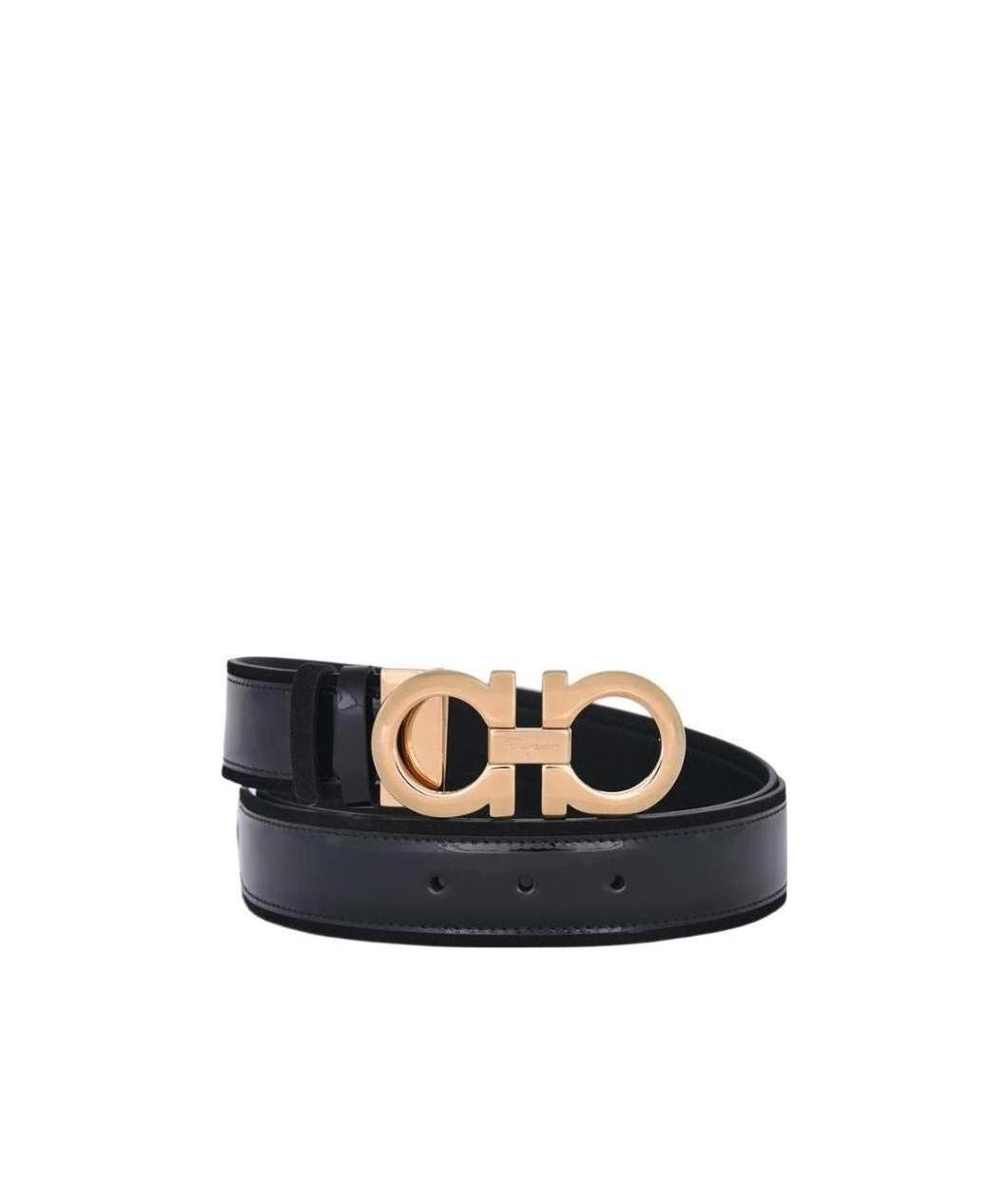 Ferragamo Double-sided Logo Buckle Belt In Black