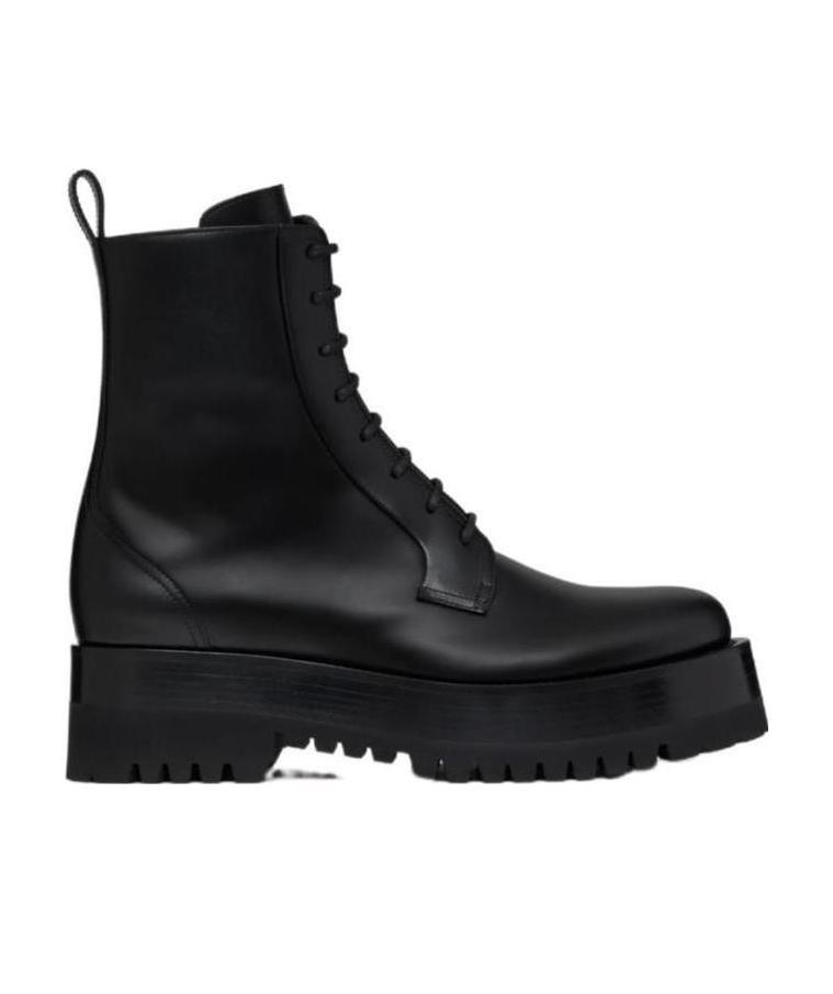 Valentino Ankle-length Lace-up Boots In Black