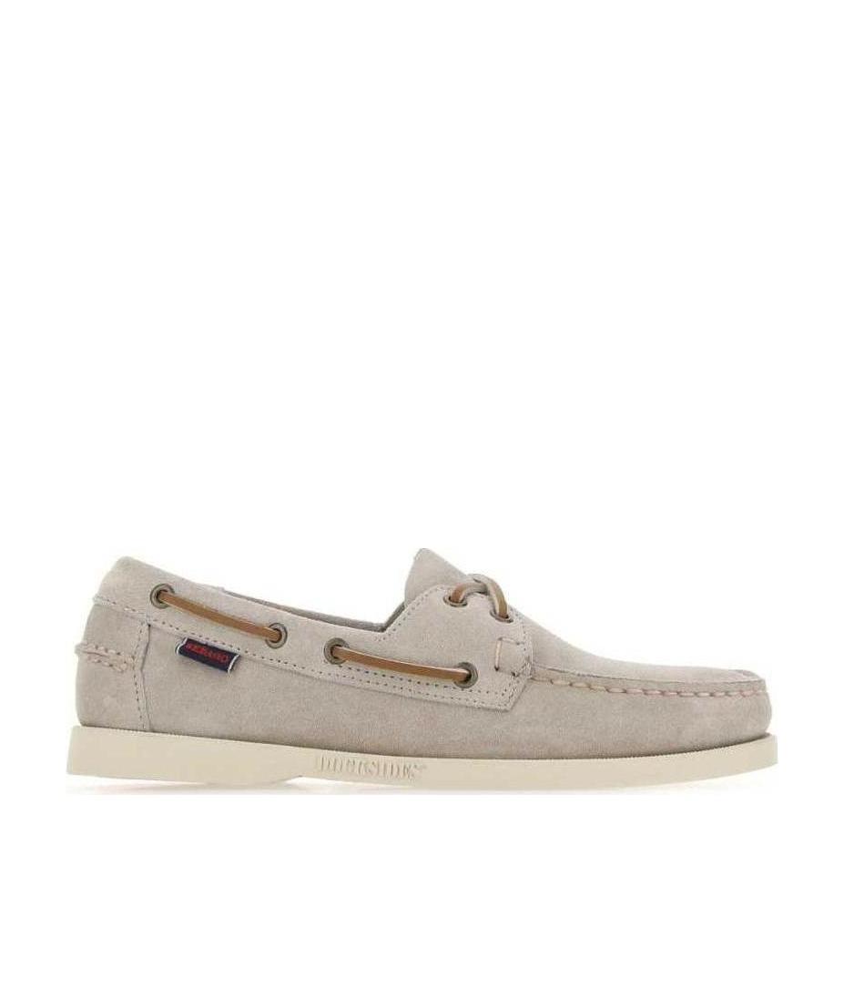 Sebago 'portland Dockside' Beige Loafers With Decorative Laces On The Sides And Contrasting Stitching In Nude