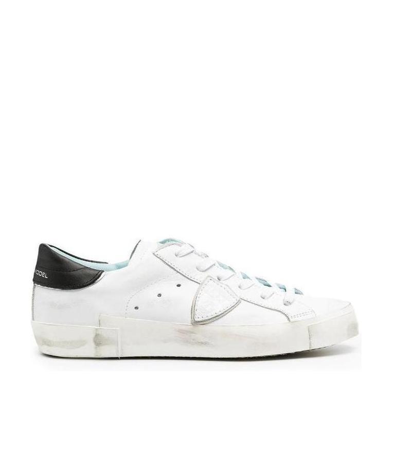 Philippe Model Distressed Leather Low-top Sneakers In White
