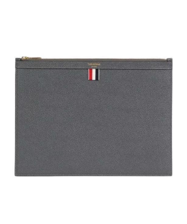 Thom Browne Rwb-stripe Clutch Bag In Gray