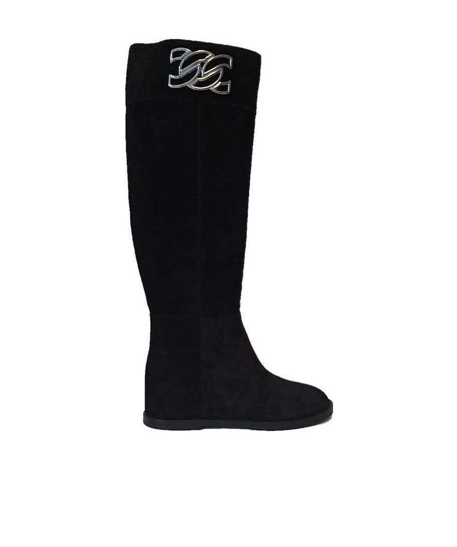 Casadei Logo Long Boots In Black