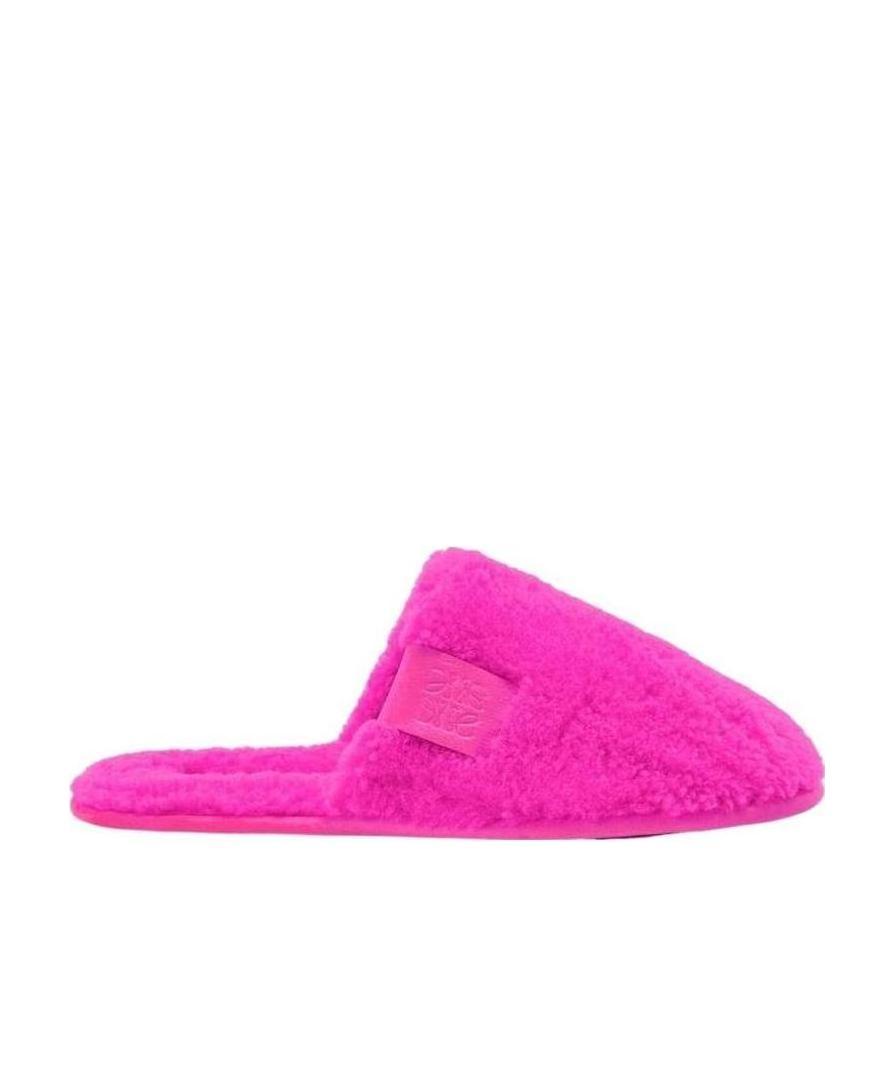 Loewe Man Fluo Pink Eco Shearling Slippers In Pink