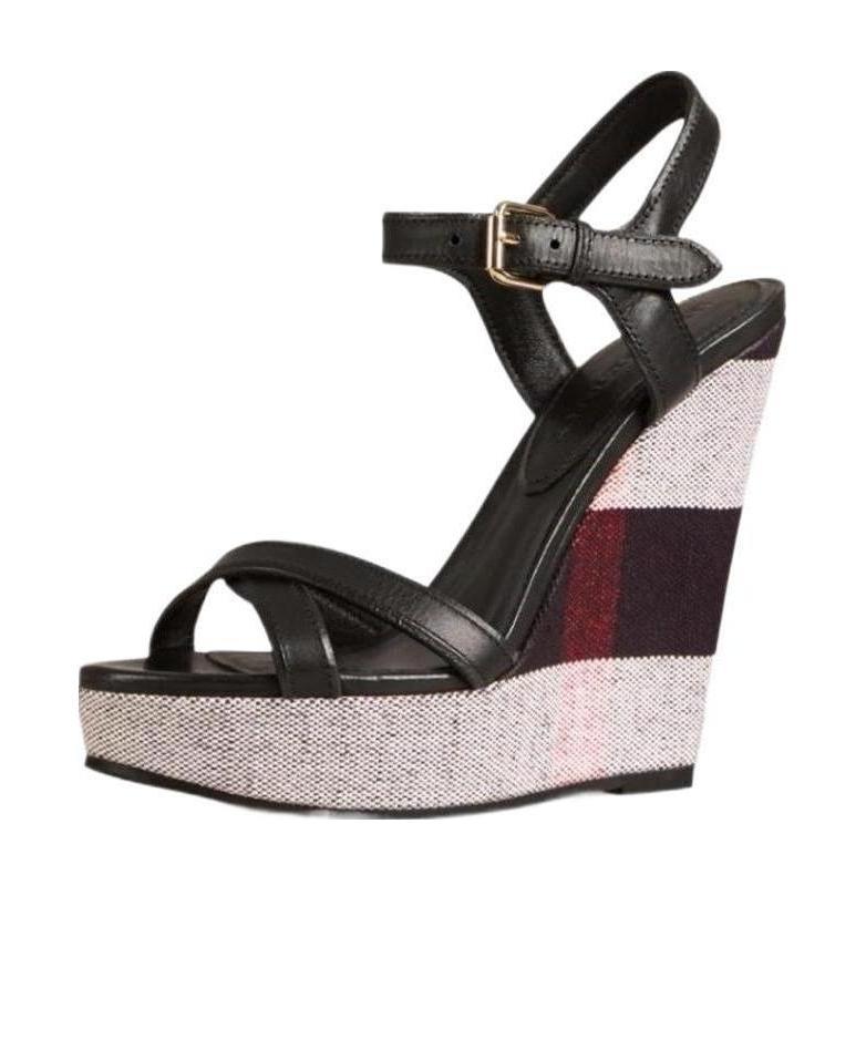 Burberry Checkered Open-toed High-heeled Sandals In Black