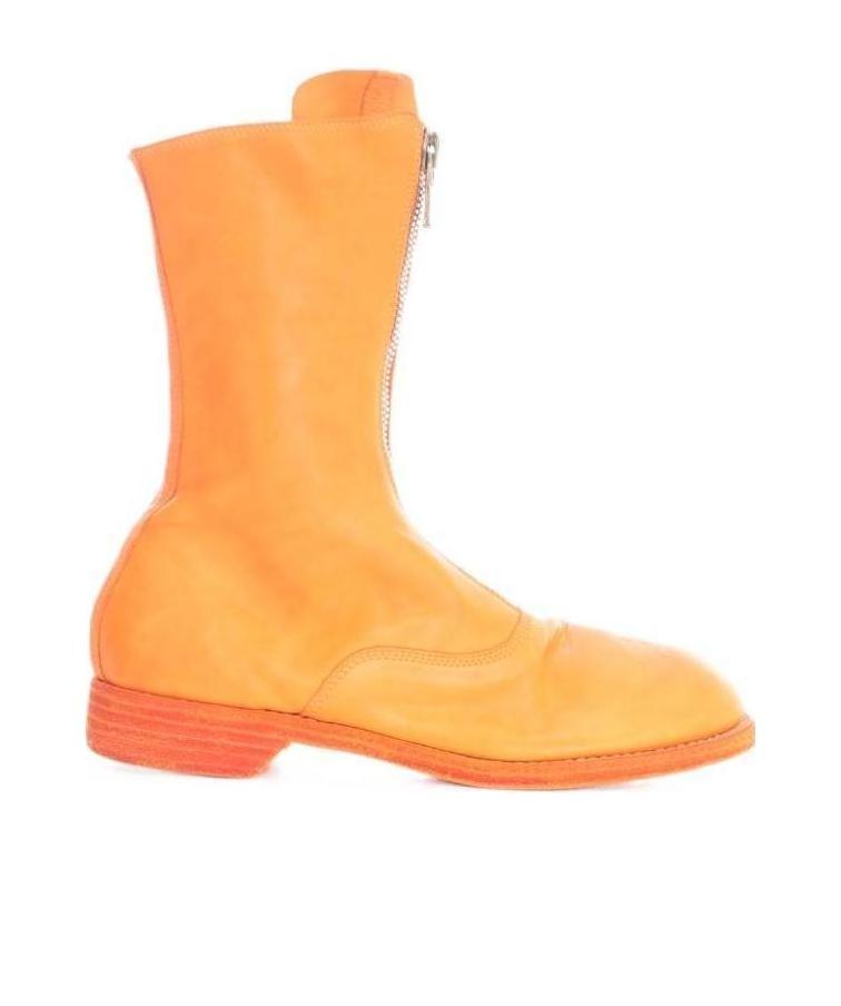 Guidi Front Zip Army Boots Sole Leather In Orange