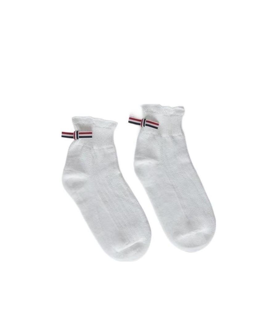 Thom Browne Rwb-bow Ankle Socks In White