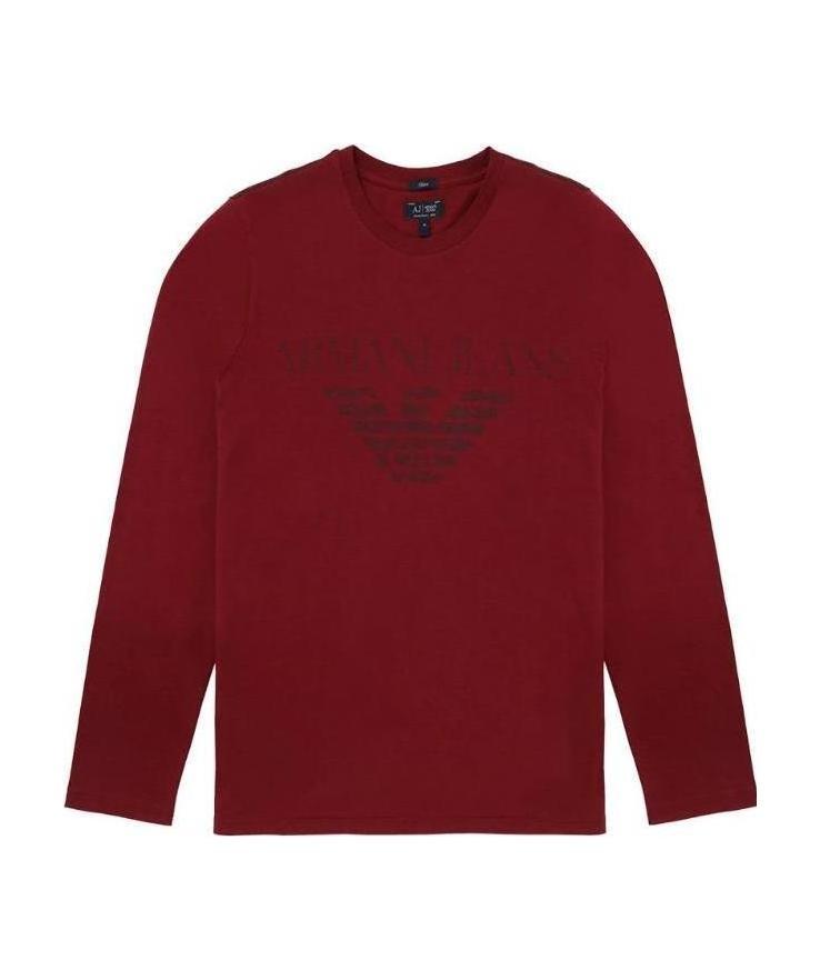 Armani Jeans T-shirt With Round Neck And Long Sleeves In Red