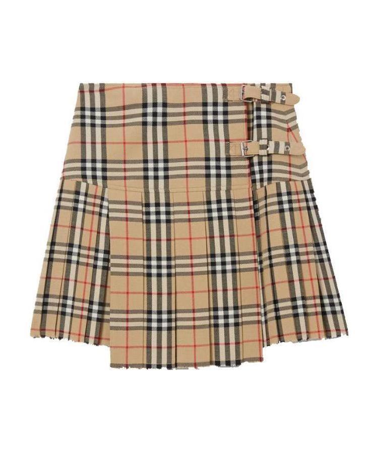 Shop Burberry Vintage Check Wool Mini-skirt In Nude
