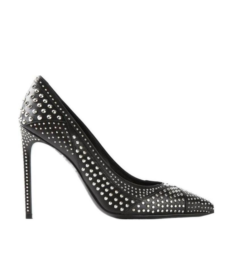 Saint Laurent Logo High Heels In Black