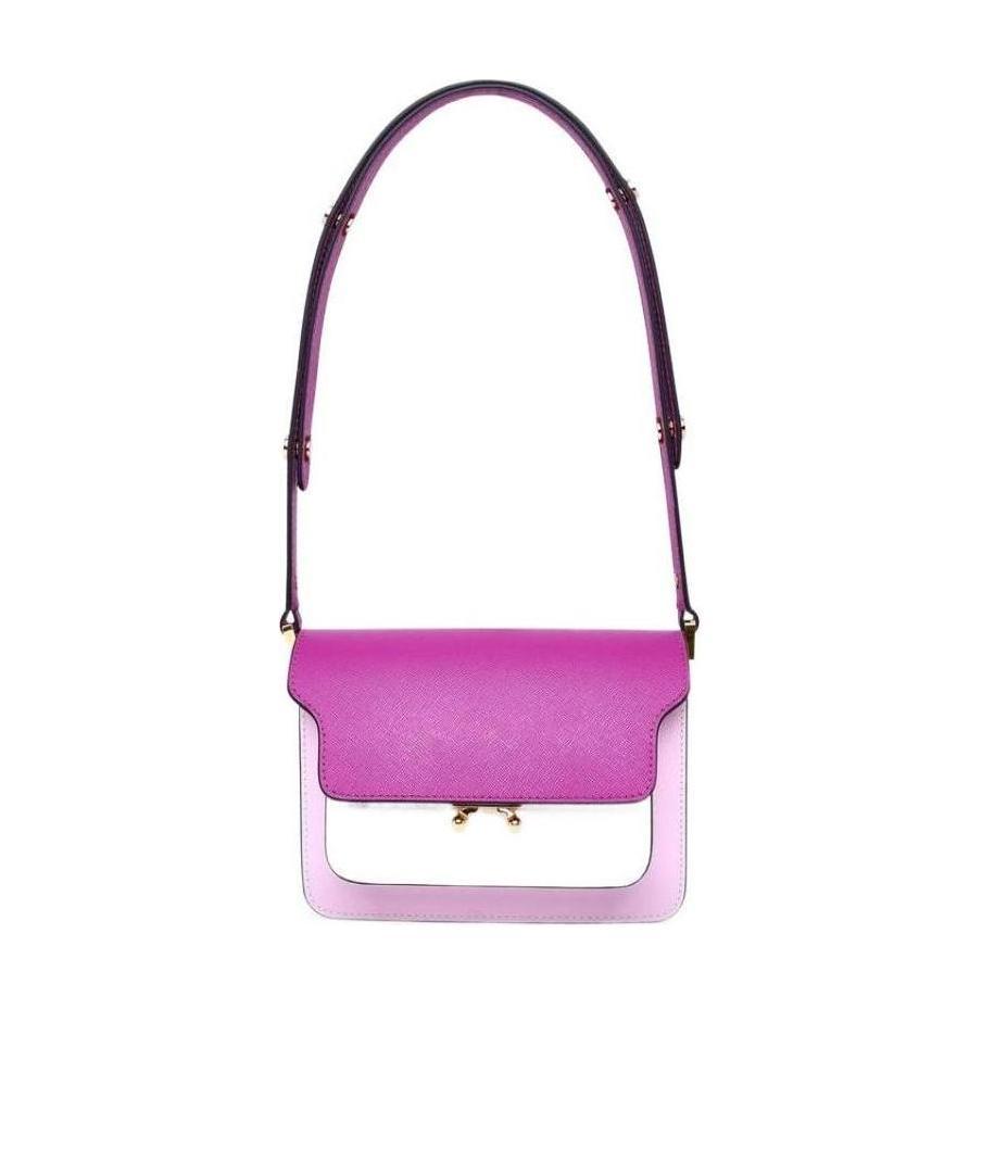 Marni Trunk Shoulder Bag In Multicolor Leather In Pink