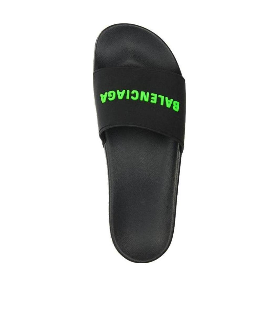 Balenciaga Embossed Logo Pool Slides In Black