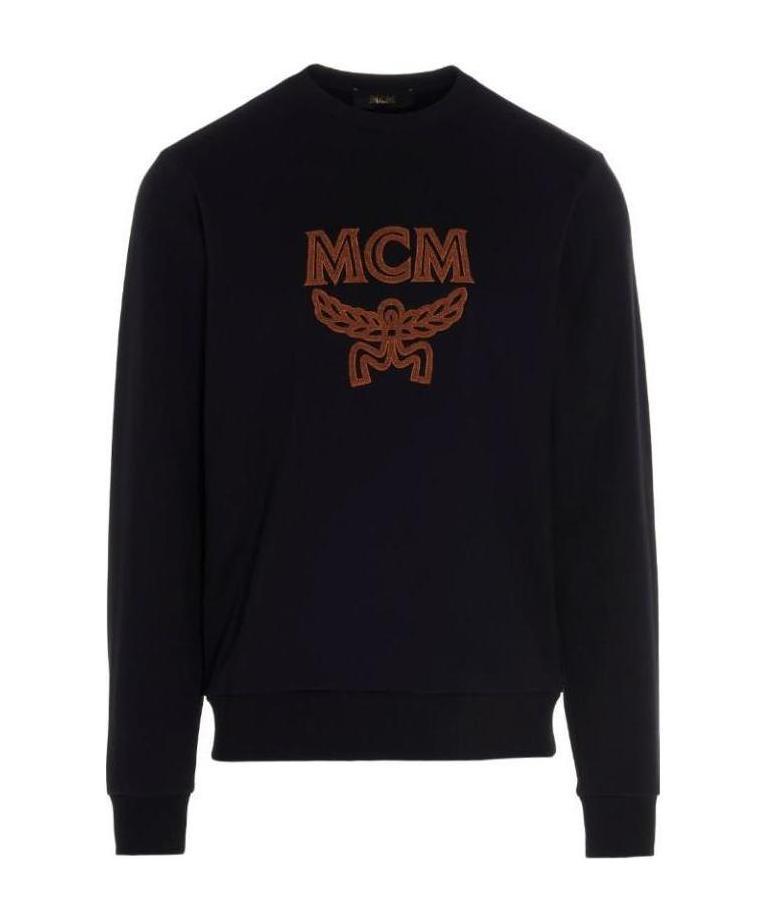 Mcm Shearling Logo Sweatshirt In Black