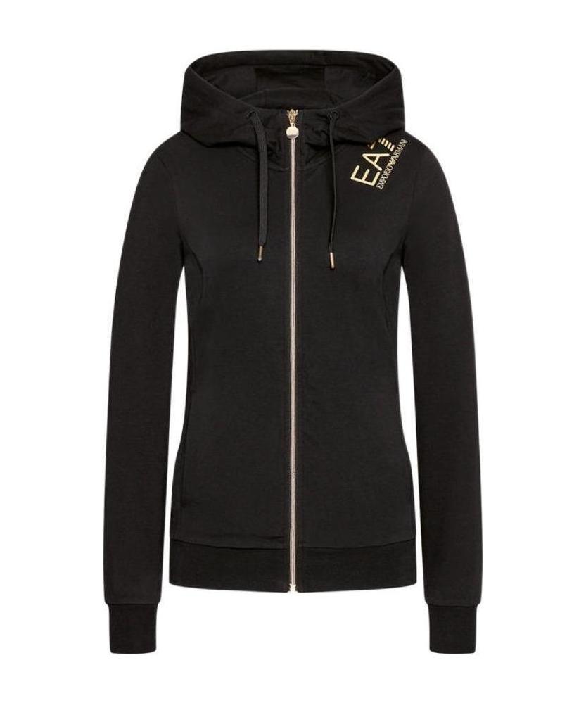 Emporio Armani Logo Hooded Casual Jacket In Black