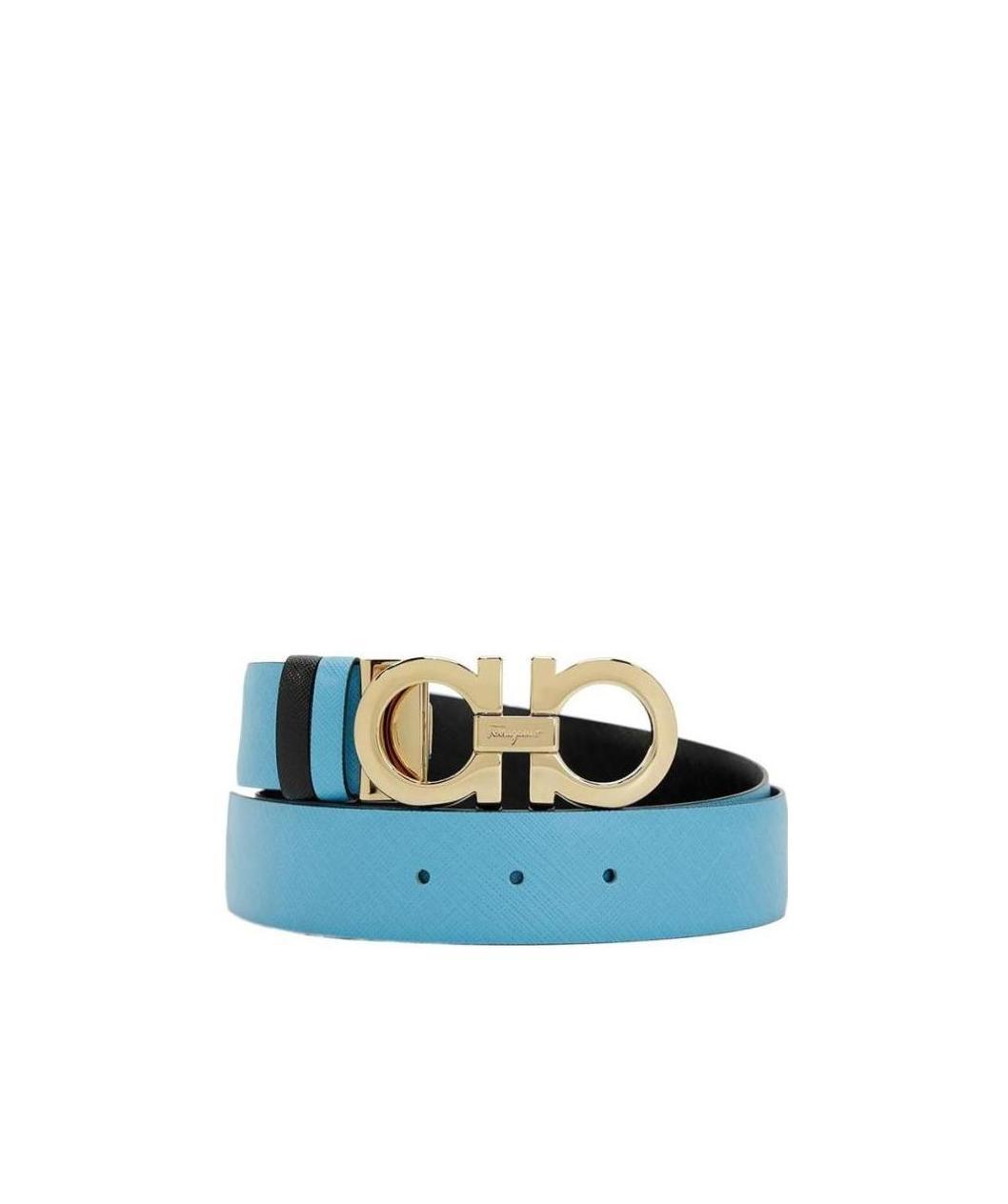 Ferragamo Logo Belt In Blue