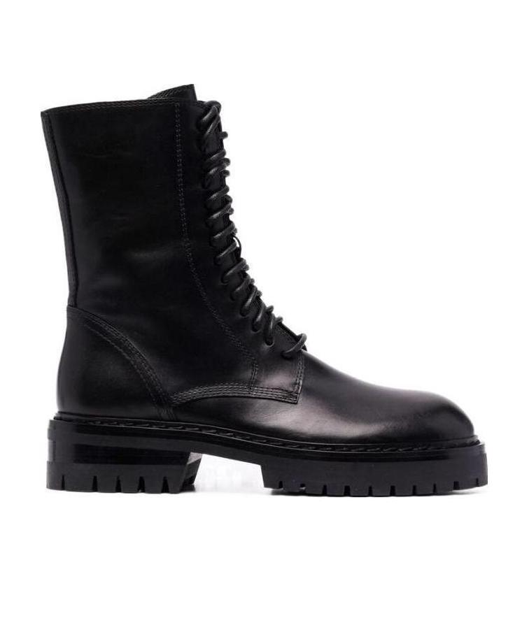 Ann Demeulemeester Leather Combat Boots In Black