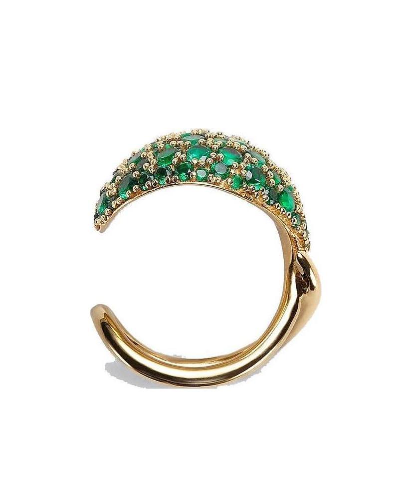 Bottega Veneta Gold-plated Crystal-embellished Ring In Green