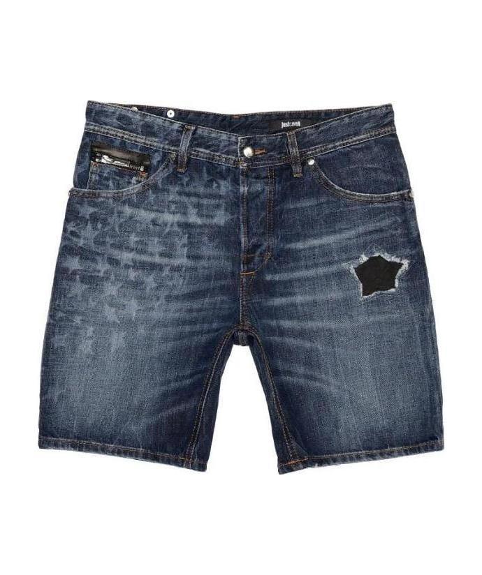 Just Cavalli Logo Denim Shorts In Blue