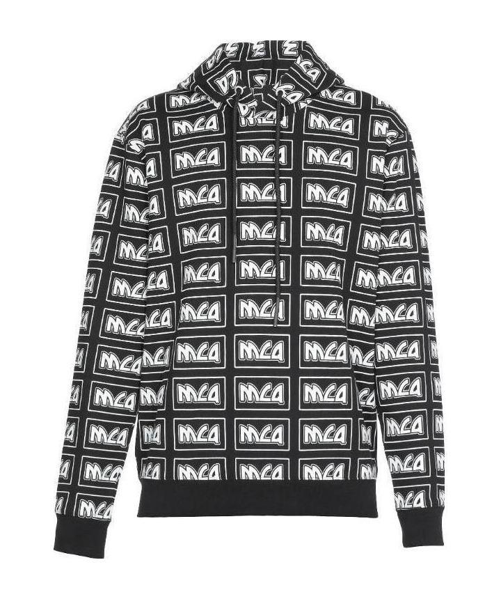 Mcq By Alexander Mcqueen Printed Logo Hooded Sweater In Black