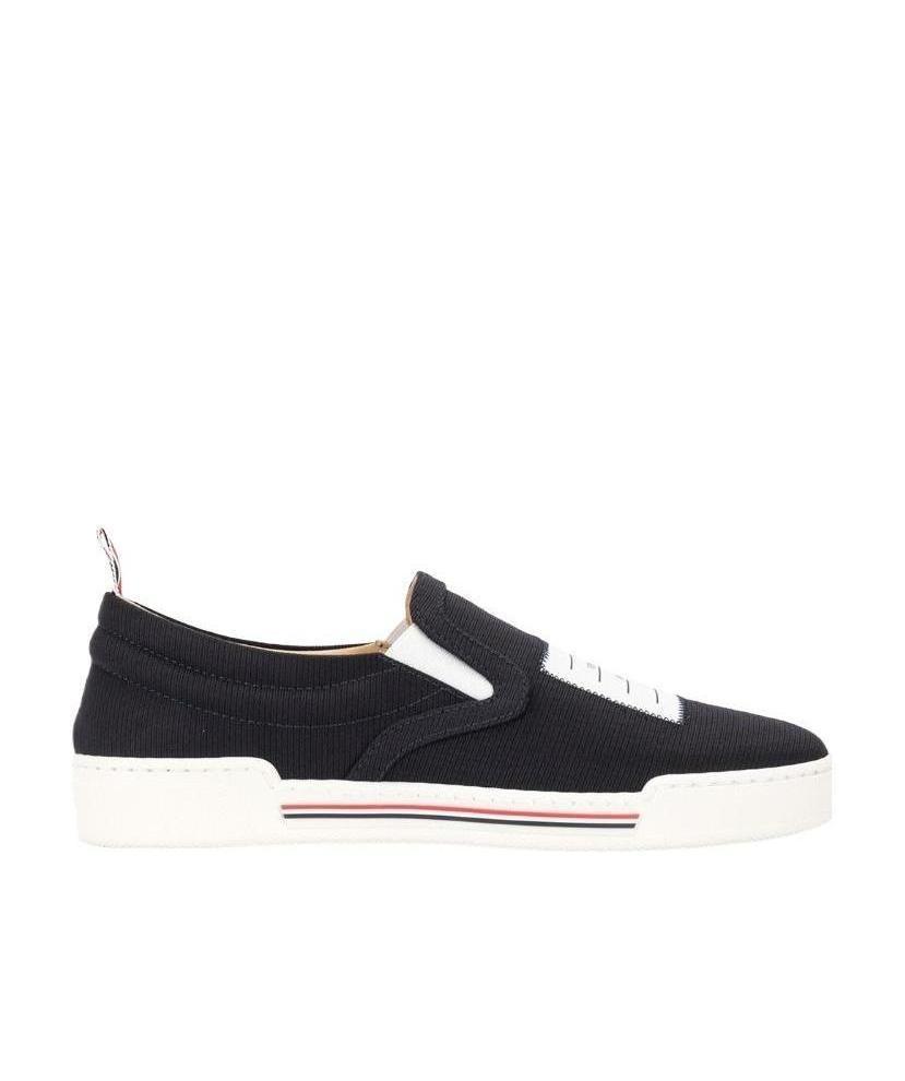 Thom Browne Logo-patch Slip-on Sneakers In Black