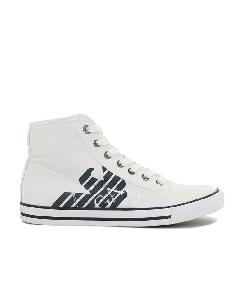 Ea7 Logo High-top Casual Sneakers In White