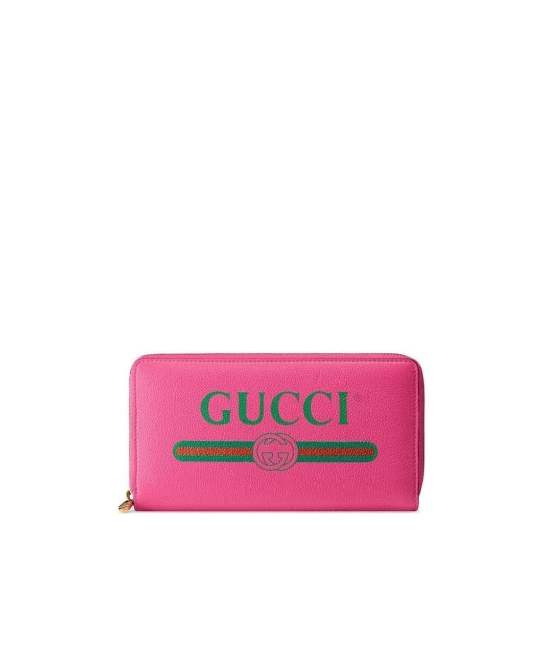 Gucci Logo Printed Zipper Wallet In Pink