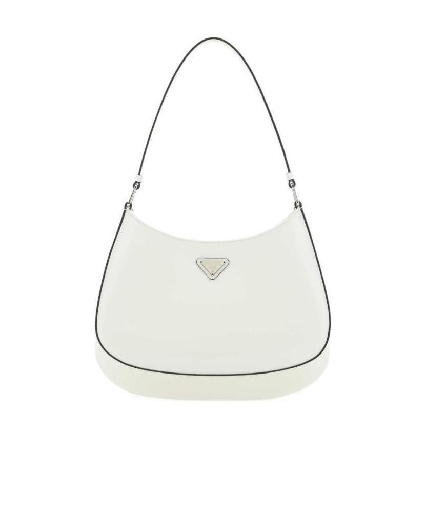 Prada Cleo Brushed Leather Shoulder Bag In White