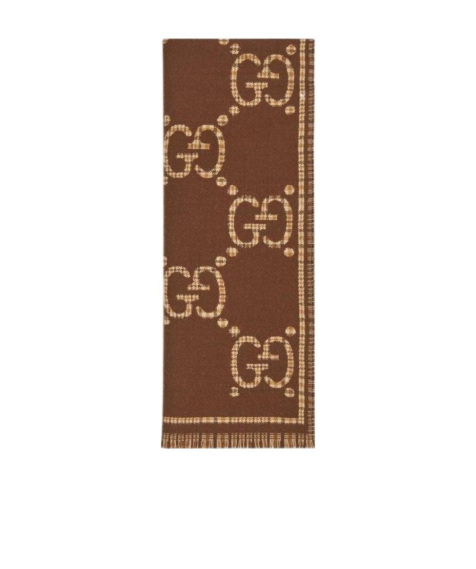 Gucci Gg Jacquard Scarf In Brown