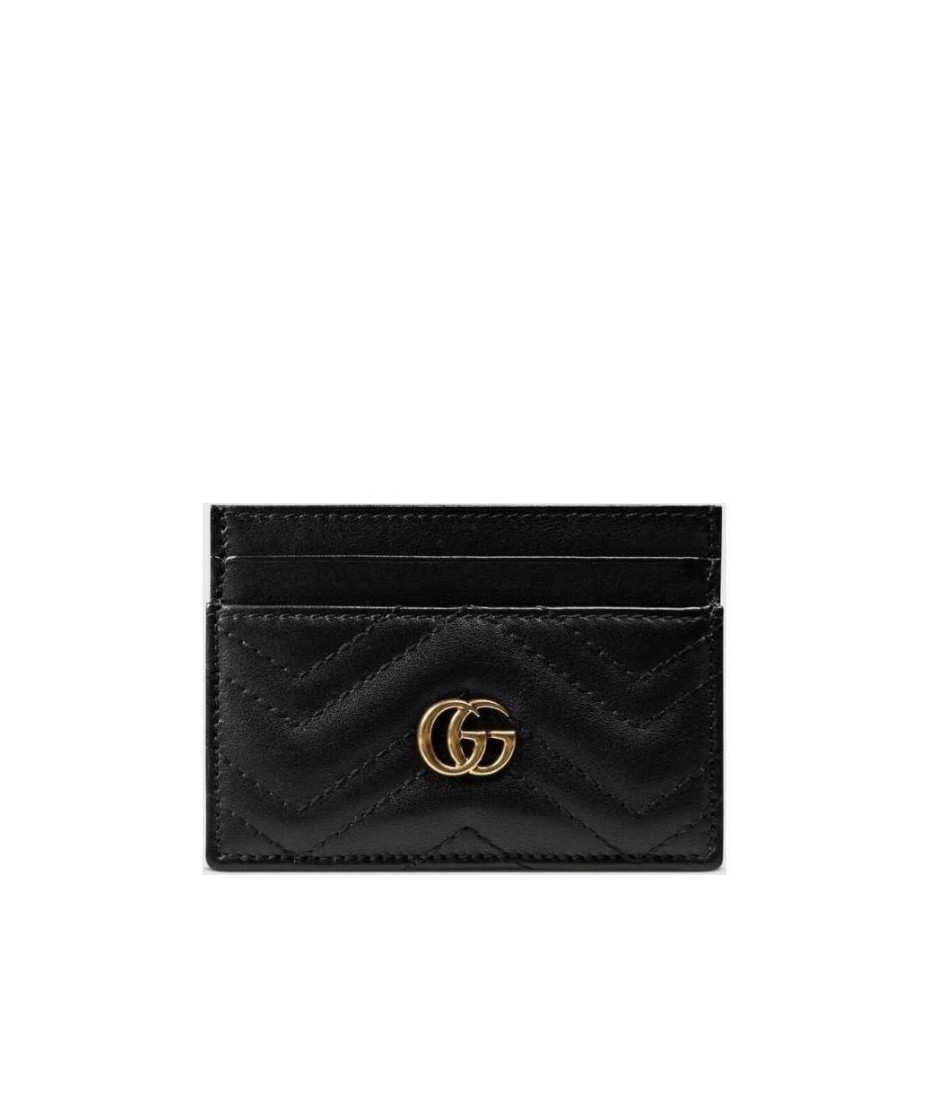 Shop Gucci Gg Marmont Card Case In Black