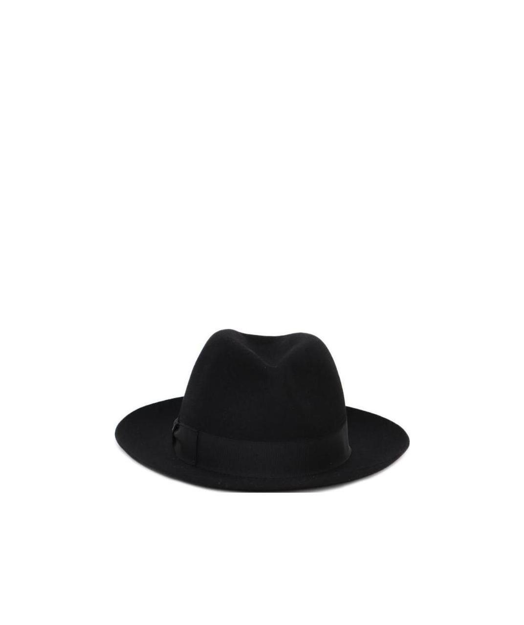 Borsalino Wide Brim Wool Hat With Ribbon Band In Black