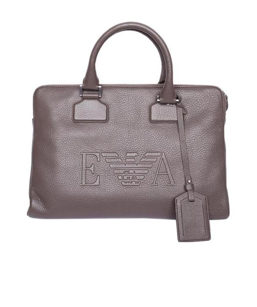 Emporio Armani Logo Details Handbag In Gray