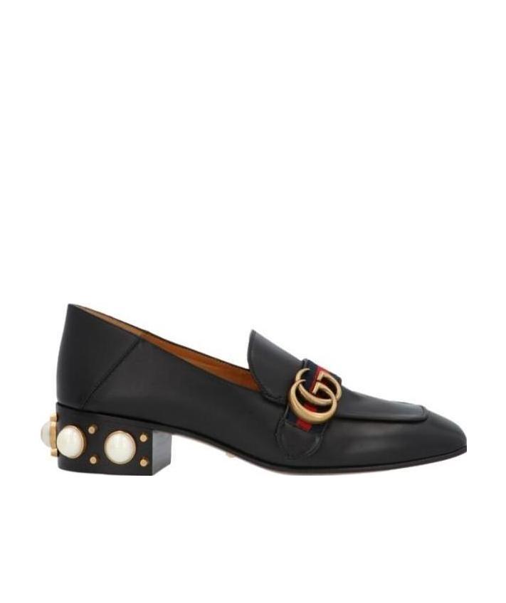 Gucci Mid-heel Leather Loafer In Black