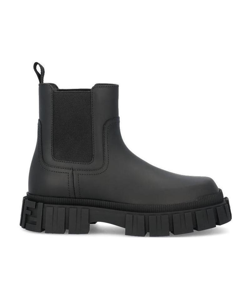 Fendi Leather Slip-on Ankle Boots In Black