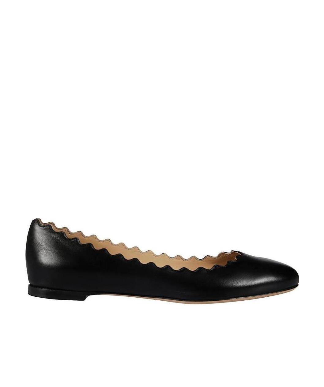 Shop Chloé Lauren Leather Ballerina Pumps In Black