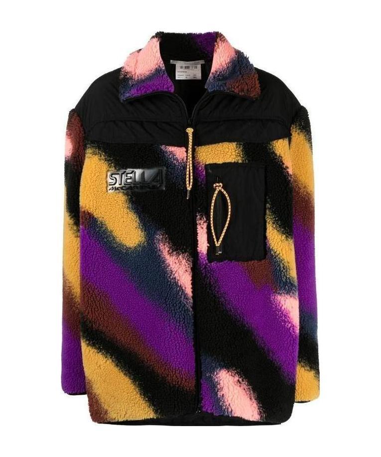 Stella Mccartney Marley Faux-shearling Striped Coat In Black