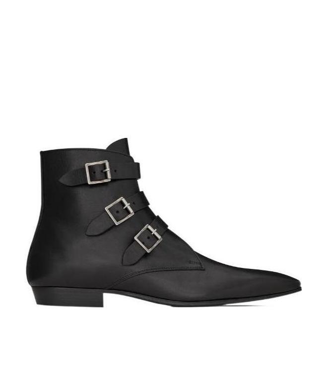 Saint Laurent Black Gothic Manito Boots For Men In Black