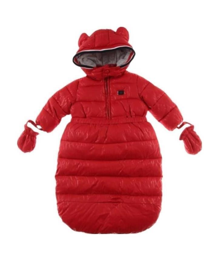 Emporio Armani Logo Hooded Down Jacket In Red