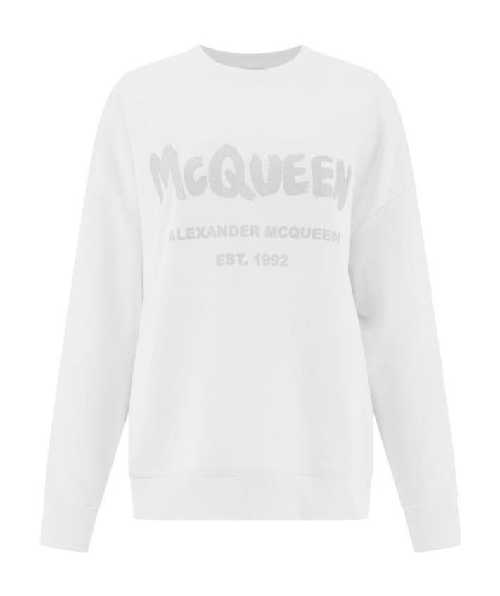 Alexander Mcqueen Logo-print Crew-neck Sweatshirt In White