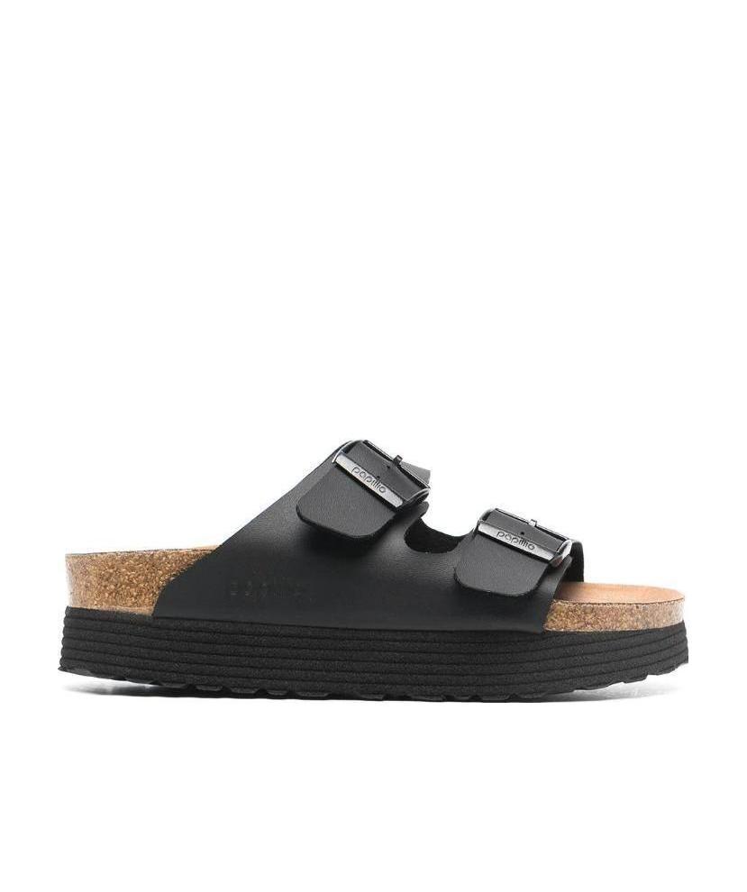Birkenstock Arizona Birko-flor Black Patent Two Bar Mules In Black