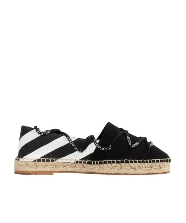 Shop Off-white Diagonal Stripe Tie Espadrilles In Black