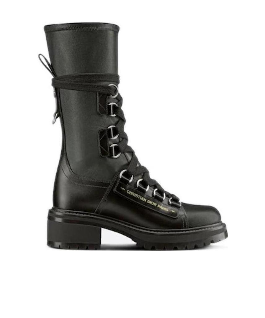 Dior D-fight Lace Up Boots In Black
