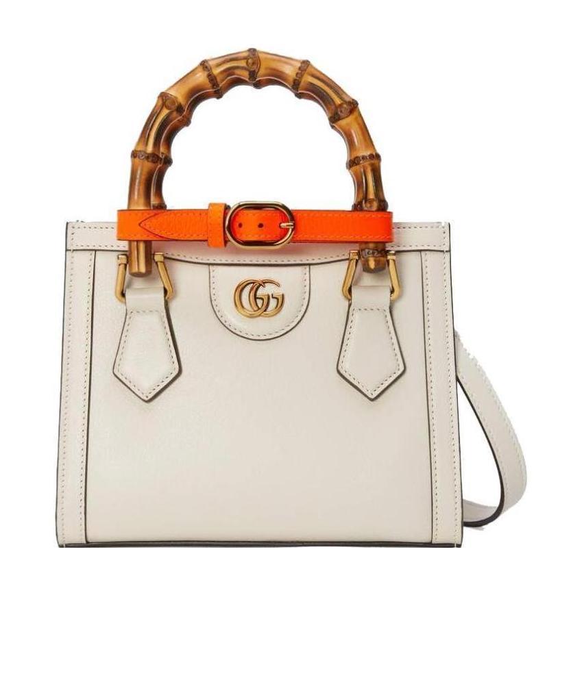 Gucci Diana Mini Leather Tote Bag In White