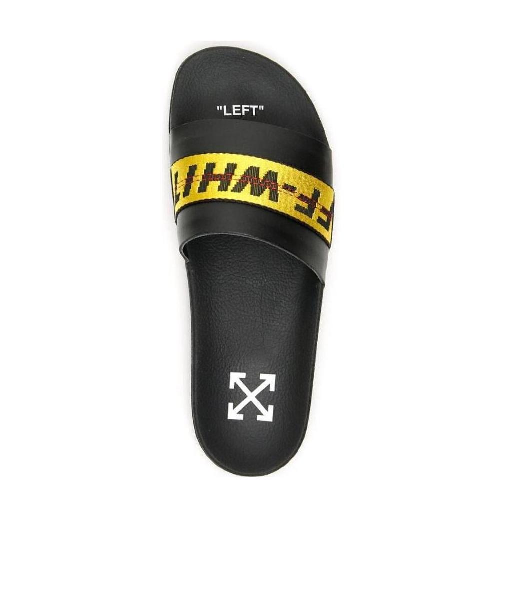 Off-white Industrial Logo Slides In Black